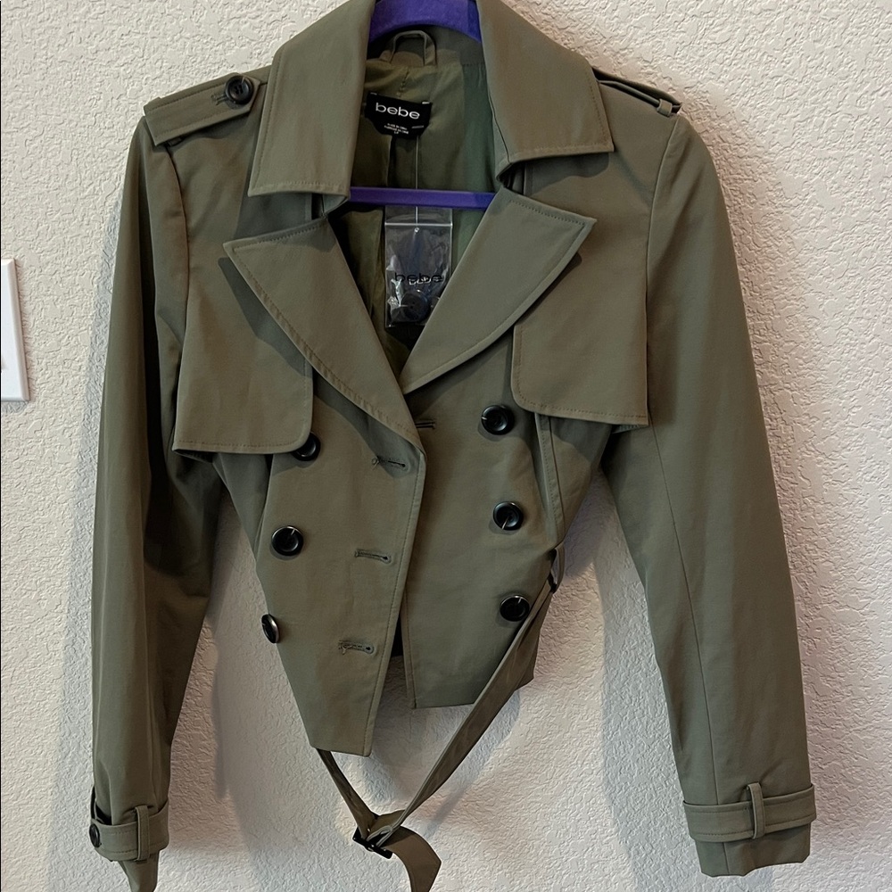 Bebe Khaki Double-Breasted Trench Coat